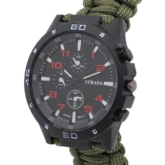 STRADA Watch with Green Nylon Strap and Stainless Steel Back - Picture 3 of 6